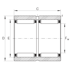 滾針軸承 RNAO20X28X26-ZW-ASR1, 無(wú)擋邊，雙列