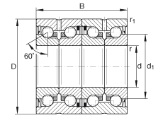 推力角接觸球軸承 ZKLN3062-2RS-2AP, 配對，雙向，兩側(cè)唇密封