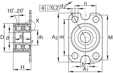 角接觸球軸承單元 ZKLR0624-2Z, 雙向，螺釘安裝，兩側(cè)間隙密封