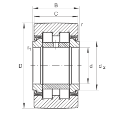 支撐型滾輪 PWTR30-2RS, 滿裝滾子，軸向引導(dǎo)，兩側(cè)唇密封