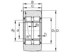 支撐型滾輪 NNTR65X160X75-2ZL, 滿裝滾子，軸向引導(dǎo)，兩側(cè)唇密封