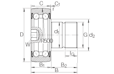 螺栓型滾輪 KR5205-2RS, 雙列，兩側(cè)唇密封