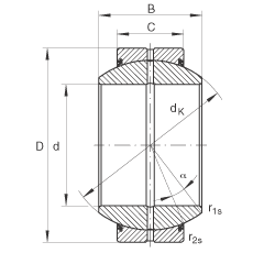 關(guān)節(jié)軸承 GE90-FO-2RS, 根據(jù) DIN ISO 12 240-1 標(biāo)準(zhǔn), 需維護(hù)，兩側(cè)唇密封
