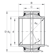 關(guān)節(jié)軸承 GE60-HO-2RS, 根據(jù) DIN ISO 12 240-1 標準, 需維護，兩側(cè)唇密封