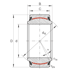 關(guān)節(jié)軸承 GE300-UK-2RS, 根據(jù) DIN ISO 12 240-1 標準, 免維護，兩側(cè)唇密封
