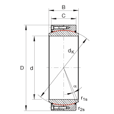 大的關(guān)節(jié)軸承 GE800-DW-2RS2, 根據(jù) DIN ISO 12 240-1 標(biāo)準(zhǔn), 免維護(hù)，兩側(cè)密封