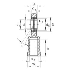 桿端軸承 GIR8-DO, 根據(jù) DIN ISO 12 240-4 標(biāo)準(zhǔn)，帶右旋內(nèi)螺紋，需維護(hù)