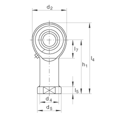 桿端軸承 GIKL25-PB, 根據(jù) DIN ISO 12 240-4 標(biāo)準(zhǔn)，帶左旋內(nèi)螺紋，需維護(hù)