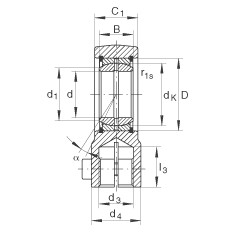 液壓桿端軸承 GIHRK20-DO, 根據(jù) DIN ISO 12 240-4 標(biāo)準(zhǔn)，帶右旋螺紋夾緊裝置，需維護(hù)