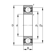 深溝球軸承 6006-2RSR, 根據(jù) DIN 625-1 標(biāo)準(zhǔn)的主要尺寸, 兩側(cè)唇密封
