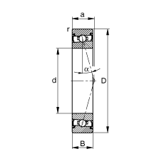 主軸軸承 HSS7016-C-T-P4S, 調(diào)節(jié)，成對安裝，接觸角 α = 15°，兩側(cè)唇密封，非接觸，加嚴公差