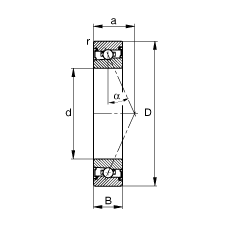 主軸軸承 HSS7028-E-T-P4S, 調(diào)節(jié)，成對安裝，接觸角 α = 25°，兩側(cè)唇密封，非接觸，限制公差