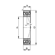 主軸軸承 HCS7015-C-T-P4S, 調(diào)節(jié)，成對安裝，接觸角 α = 15°，兩側(cè)唇密封，非接觸，限制公差