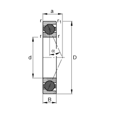 主軸軸承 HCB7007-E-T-P4S, 調(diào)節(jié)，成對(duì)或單元安裝，接觸角 α = 25°，陶瓷球，限制公差