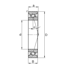 主軸軸承 HS7016-C-T-P4S, 調(diào)節(jié)，成對安裝，接觸角 α = 15°，限制公差