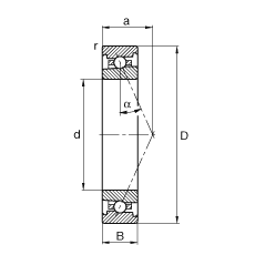 主軸軸承 HS7010-E-T-P4S, 調節(jié)，成對或單元安裝，接觸角 α = 25°，限制公差