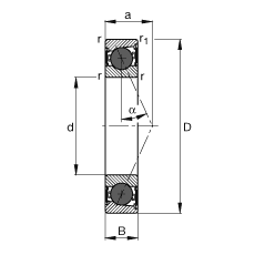 主軸軸承 HCB71914-E-2RSD-T-P4S, 調(diào)節(jié)，成對或單元安裝，接觸角 α = 25°，陶瓷球，兩側(cè)唇密封，非接觸，限制公差