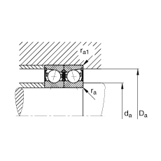 主軸軸承 B7215-C-2RSD-T-P4S, 調(diào)節(jié)，成對(duì)安裝，接觸角 α = 15°，兩側(cè)唇密封，非接觸，加嚴(yán)公差