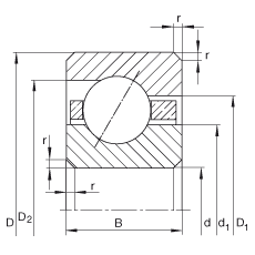 薄截面軸承 CSEA020, 角接觸球軸承，類(lèi)型E，運(yùn)行溫度 -54°C 到 +120°C