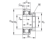 外球面球軸承 GRA012-NPP-B-AS2/V, 球面外圈，偏心鎖圈定位， 兩側(cè) P 型密封，英制孔